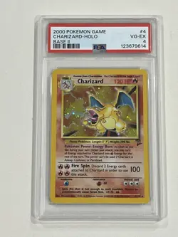 Charizard 4/102 Base Set 2 Holo Rare Unlimited English Pokemon TCG 2000, PSA 4 - Image 1