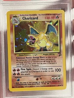 Charizard 4/102 Base Set 2 Holo Rare Unlimited English Pokemon TCG 2000, PSA 4 - Image 3