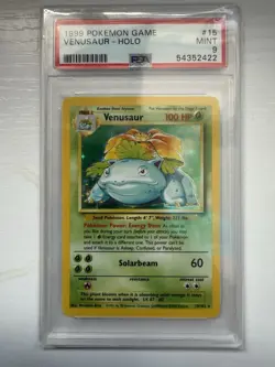 Pokemon TCG 1999 Base Set Venusaur Holo Rare 15/102 PSA 9 Graded - Image 1