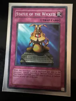 2003 Yu-Gi-Oh! Pharaonic Guardian 1st PGD-046 Statue of The Wicked Super Rare - Image 1