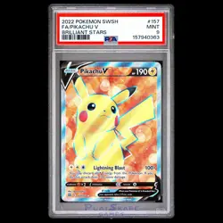 Pokemon Card PSA 9 Pikachu V 157/172 Brilliant Stars Full Art FA Holo 2022 - Image 1