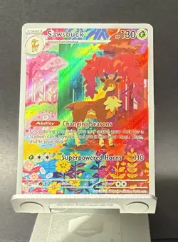 Pokemon TCG Sawsbuck 166/162 SV05 Temporal Forces IR Full Art Holo - Image 1