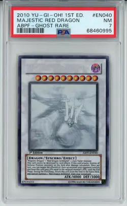 2010 YUGIOH 1ST ED ABPF-EN040 MAJESTIC RED DRAGON GHOST RARE PSA 7 NM #68460995 - Image 1