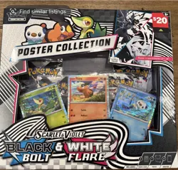Pokemon Black Bolt And White Flare Unova Poster Collection Box! 4 Booster Packs - Image 1
