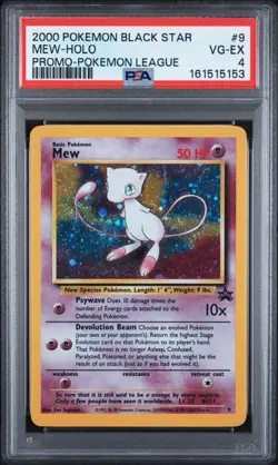 2000 POKEMON PROMO BLACK STAR POKEMON LEAGUE #9 MEW-HOLO PSA 4 - Image 1