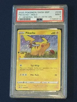 2020 POKEMON PIKACHU-HOLO '21 GEN MILLS 25TH AN SWSH BLACK STAR PROMO #039 PSA 9 - Image 1