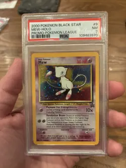 2000 POKEMON PROMO BLACK STAR POKEMON LEAGUE #9 MEW-HOLO PSA 7 - Image 1