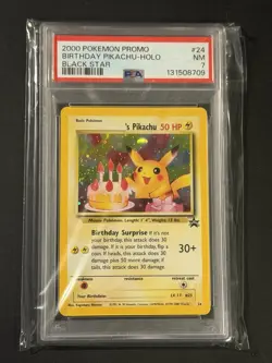 2000 Pokemon Birthday Pikachu Black Star Promo #24 Holo PSA 7 NM - Image 1