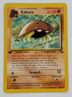 Pokemon TCG 1st Edition Kabuto 50/62 Fossil LP - Image 1
