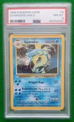 1999 POKEMON BASE SET UNLIMITED #6 GYARADOS-HOLO PSA 8 Graded - Image 1