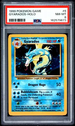 1999 POKEMON BASE SET UNLIMITED #6 GYARADOS-HOLO PSA 8 - Image 1