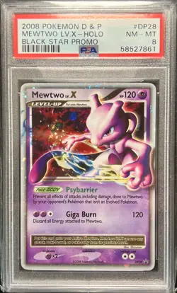 2008 POKEMON DIAMOND & PEARL BLACK STAR PROMO #DP28 MEWTWO LV.X-HOLO PSA 8 - Image 1
