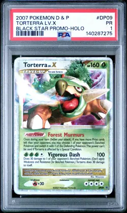 2007 POKEMON DIAMOND & PEARL BLACK STAR PROMO HOLO #DP09 TORTERRA LV.X PSA 1 - Image 1