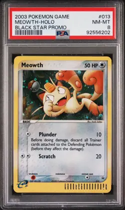 2003 Pokemon Black Star Promo #013 Meowth-Holo Black Star Promo PSA 8 - Image 1
