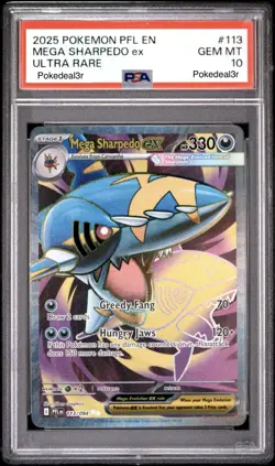 PSA 10 Mega Sharpedo ex 113/094 Phantasmal Flames Full Art Pokemon TCG - Image 1