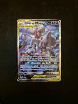 Pokemon Mewtwo and Mew GX Tag Team Black Star Promo SM191 NM - Image 1