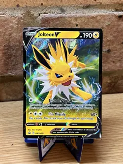 . Pokemon Jolteon v TCG SWSH151 Black Star Promo Holo Card Near Mint Condition - Image 1