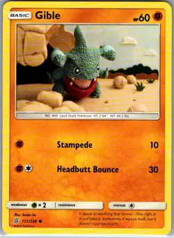 Gible 112/236 Non Holo SM - Unified Minds - Pokemon Card - NM - Image 1