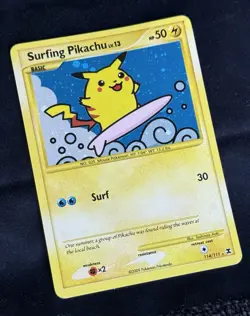 Surfing Pikachu 114/111 Holo Rising Rivals Secret Rare Pokemon TCG LP+ - Image 3