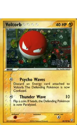 Pokemon TCG EX Team Rocket Returns Voltorb revers holo 80/109 NM - Image 1