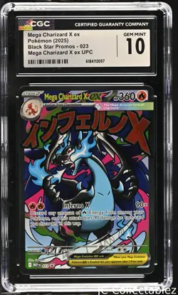 CGC 10 Gem Mint Mega Charizard X EX 023 Upc Black Star Promos Pokemon - Image 1