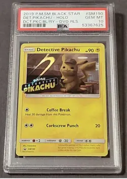 Pokemon TCG Detective Pikachu SM190 Black Star Promo Holo PSA 10 English - Image 1