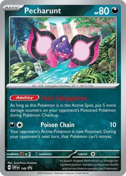 Pokemon TCG Pecharunt SVP 149 Cosmos Holo Black Star Promo Card Prom Rare - Image 1