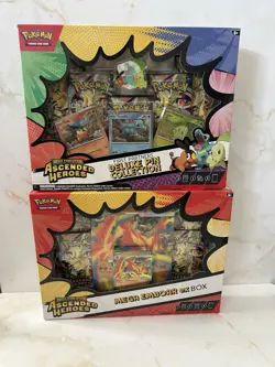 Pokemon Ascended Heroes Pin Collection & Mega Emboar Ex Box Sealed - Image 1