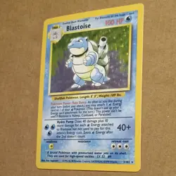 Pokemon TCG Blastoise 2/102 Base Set Unlimited Holo Rare English 1999 100 HP - Image 3