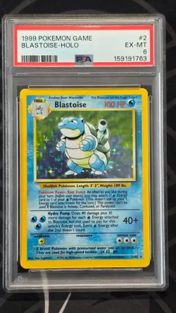 Blastoise Holo 2/102 PSA 6 Base Set Unlimited Pokemon 1999 WOTC - Image 1
