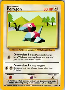 Porygon 39/102 Uncommon Base Set Unlimited Pokemon Lightly Played - Image 1
