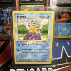1999 Pokemon TCG: Base Set - Squirtle 63/102 1st Edition Shadowless WOTC LP/NM - Image 1