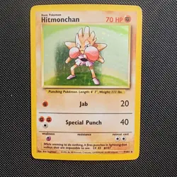 Pokemon Hitmonchan 7/102 Base Set Unlimited Holo WOTC Rare MP - Image 1