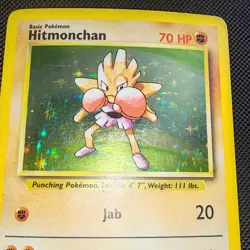 Pokemon Hitmonchan 7/102 Base Set Unlimited Holo WOTC Rare MP - Image 2