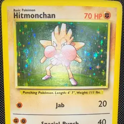 Pokemon Hitmonchan 7/102 Base Set Unlimited Holo WOTC Rare MP - Image 3