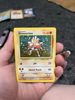 Pokemon TCG Hitmonchan 7/102 Unlimited Holo Rare Base Set LP - Image 1