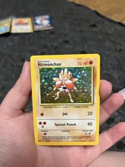Pokemon TCG Hitmonchan 7/102 Unlimited Holo Rare Base Set LP - Image 3
