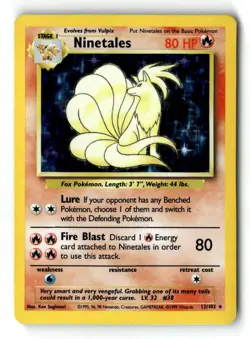 Pokemon Card Ninetales Unlimited Holo LP Base Set 012/102 - Image 1