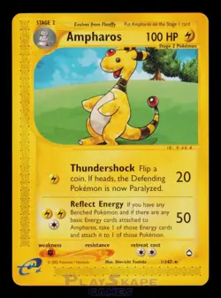 Pokemon Card Ampharos 1/147 Aquapolis Rare Non-Holo WOTC Vintage LP 2002 - Image 1