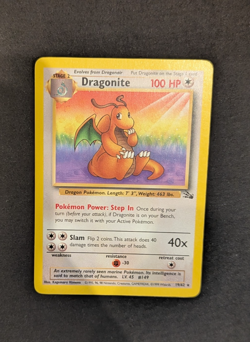 Dragonite 19/62 Non Holo Rare Pokemon Card Fossil Set WOTC 1999 LP/NM - Image 2
