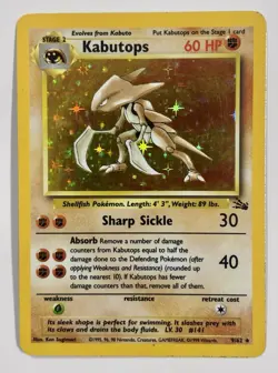 Pokemon Kabutops 9/62 Holo Rare Fossil Unlimited WOTC 1999 LP NM- - Image 1