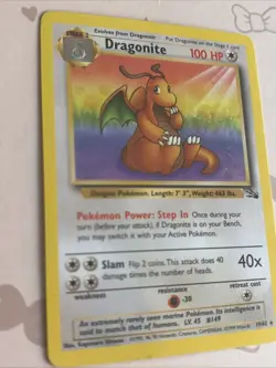 Pokemon TCG Dragonite 19/62 Fossil Rare Non-Holo Card WOTC 1999 LP Condition - Image 2