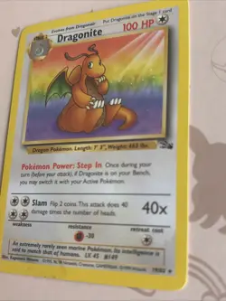 Pokemon TCG Dragonite 19/62 Fossil Rare Non-Holo Card WOTC 1999 LP Condition - Image 3