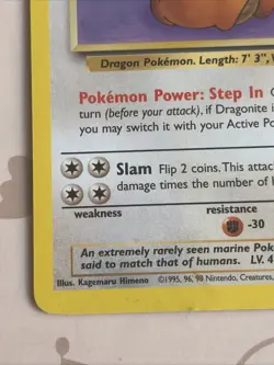 Pokemon TCG Dragonite 19/62 Fossil Rare Non-Holo Card WOTC 1999 LP Condition - Image 4