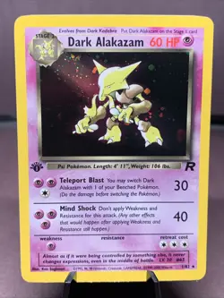 Pokemon TCG 1st Edition Dark Alakazam 1/82 Team Rocket Holo Rare VTG WOTC NM/NM- - Image 1