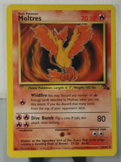 Pokemon Moltres Card 27/62 Fossil Set Non-Holo Rare WOTC LP - Image 1