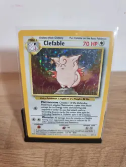 Pokemon Card Clefable 1/64 NO SYMBOL Error Jungle Holo Rare WOTC MP 1999 - Image 1
