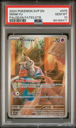 PSA 10 Mimikyu 075 Paldean Fates SVP PROMO Elite Trainer Box POKEMON - Image 1