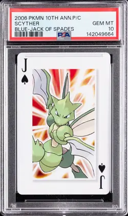 2006 POKEMON CENTER 10TH ANNIVERSARY PLAYING CARDS BLUE DECK SCYTHER PSA 10 - Image 1