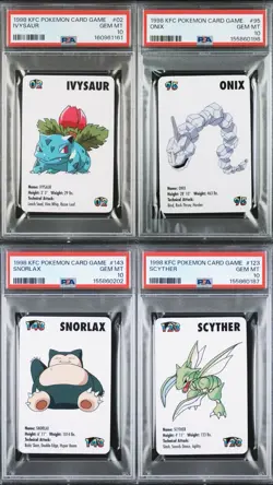 Snorlax Scyther Onix Ivysaur Pokemon Cards Trading Card Game Mini KFC 1998 PSA - Image 1